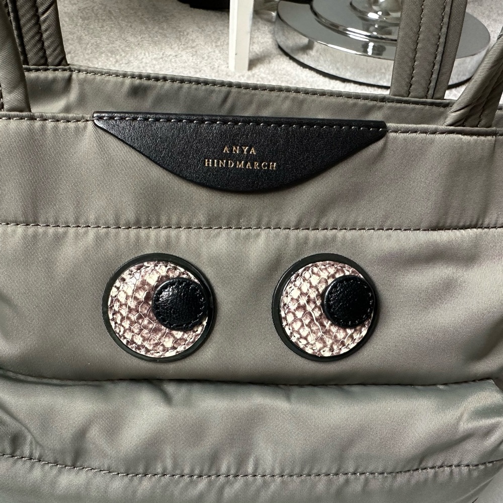 Anya Hindmarch Snake Print Eyes Mini Crossbody Tote in Grey - Picture 2 of 4